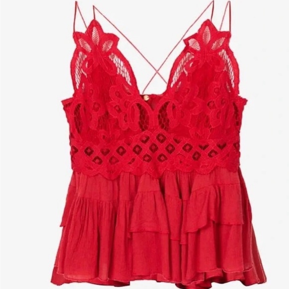 Free People Adella Top Red - XS NWT - Picture 3 of 5